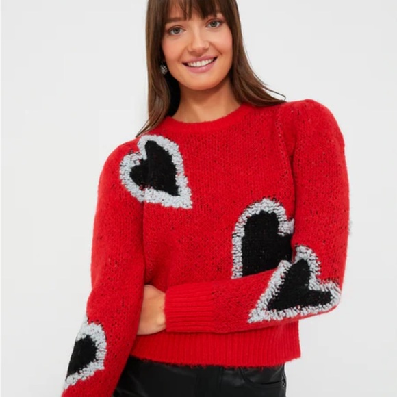 HUNTER BELL Sweaters - Hunter Bell Esme Red Sweater with Black Heart Accents
